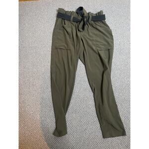 Athleta Skyline Olive Gray Belted Pants Medium